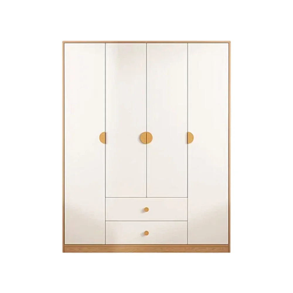 LUXORA 160/180cm Oak Wardrobe Cabinet - Dual Hanging Storage with Solid North American Oak, Child-Friendly Height & Space-Saving Design - White