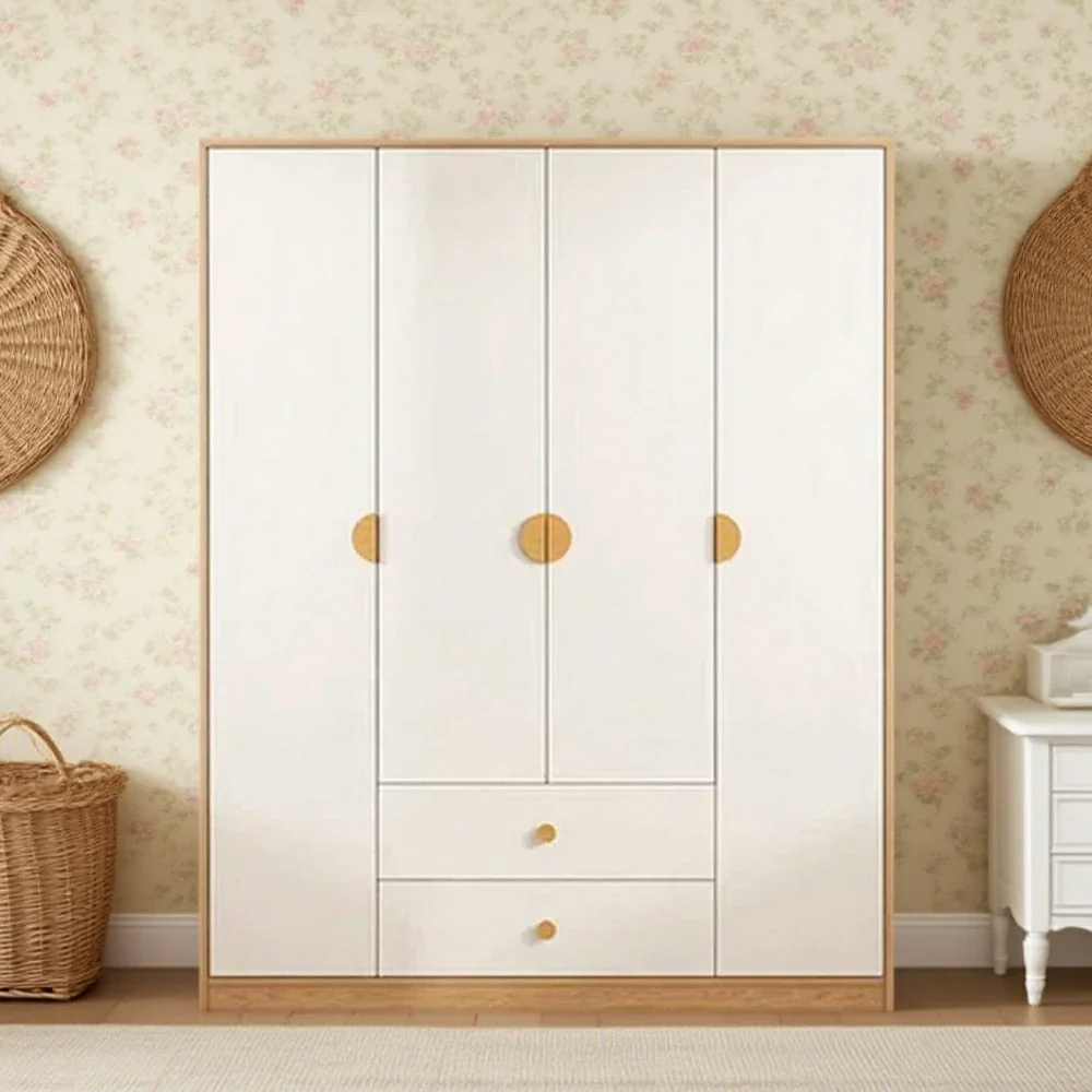 LUXORA 160/180cm Oak Wardrobe Cabinet - Dual Hanging Storage with Solid North American Oak, Child-Friendly Height & Space-Saving Design - White - Image 2