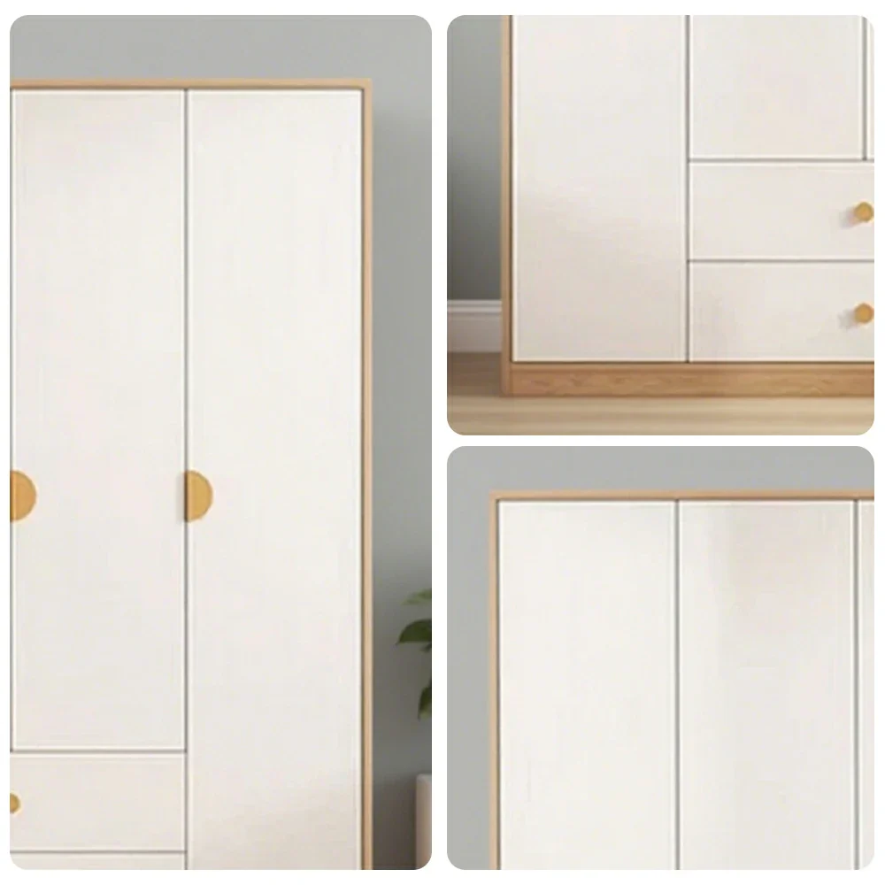 LUXORA 160/180cm Oak Wardrobe Cabinet - Dual Hanging Storage with Solid North American Oak, Child-Friendly Height & Space-Saving Design - White - Image 3