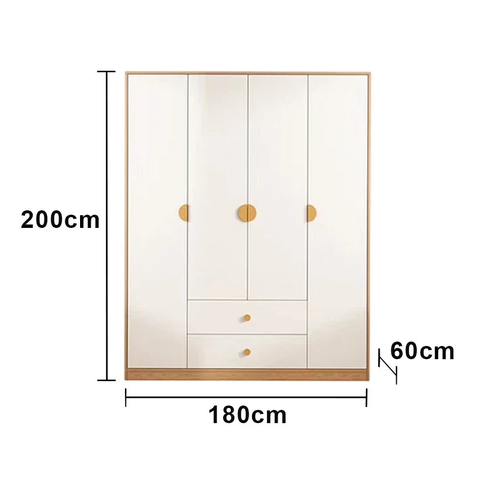 LUXORA 160/180cm Oak Wardrobe Cabinet - Dual Hanging Storage with Solid North American Oak, Child-Friendly Height & Space-Saving Design - White - Image 6