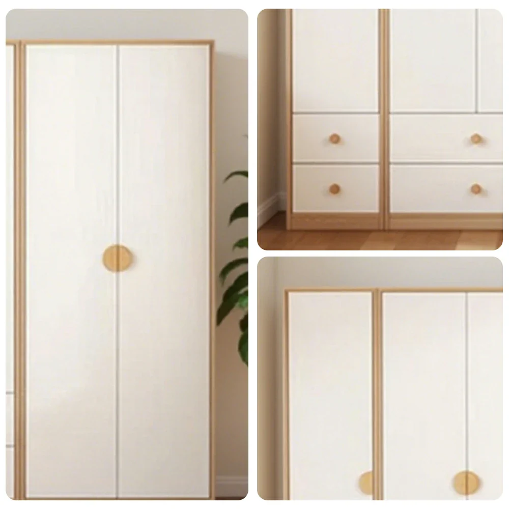 LUXORA 200cm Oak Wardrobe Cabinet - Dual Hanging Storage with Solid North American Oak, Child-Friendly Height & Space-Saving Design - White - Image 3