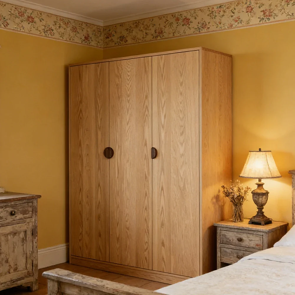 LUXORA 120/140cm Oak Wardrobe Cabinet - Dual Hanging Storage with Solid North American Oak, Child-Friendly Height & Space-Saving Design - Wood - Image 4