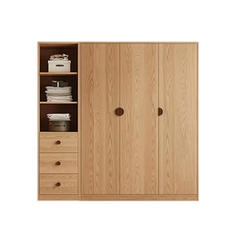 LUXORA 160/180cm Oak Wardrobe Cabinet - Dual Hanging Storage with Solid North American Oak, Child-Friendly Height & Space-Saving Design - Wood
