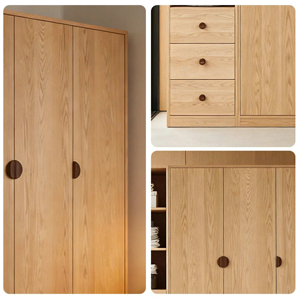 LUXORA 160/180cm Oak Wardrobe Cabinet - Dual Hanging Storage with Solid North American Oak, Child-Friendly Height & Space-Saving Design - Wood - Image 3