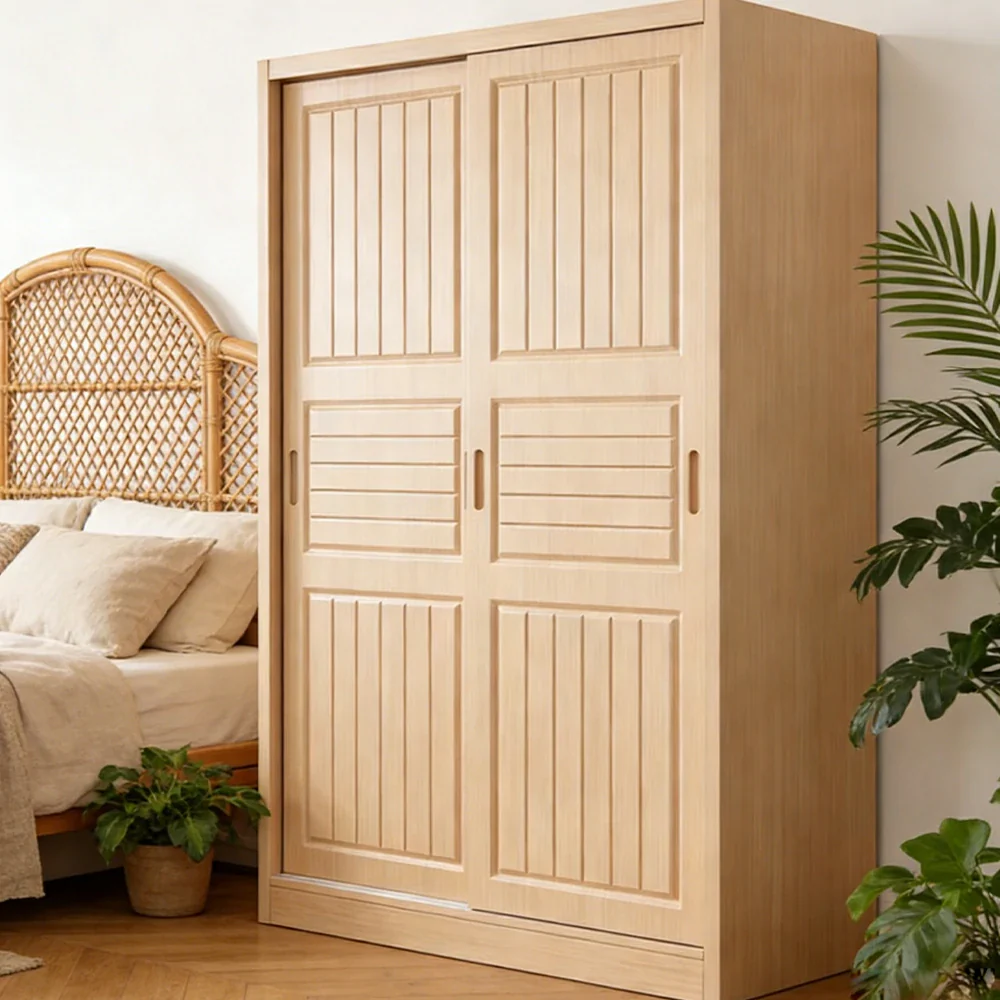 LUXORA 80/100/120cm Sliding Door Wardrobe - Multi-Compartment Hanging Storage with Solid Pine Wood Frame, Heavy-Duty Rail & Space-Saving Design - Image 4