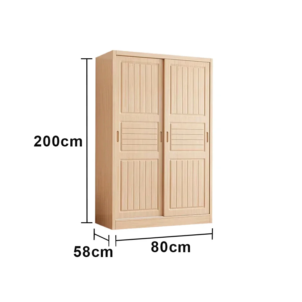 LUXORA 80/100/120cm Sliding Door Wardrobe - Multi-Compartment Hanging Storage with Solid Pine Wood Frame, Heavy-Duty Rail & Space-Saving Design - Image 5