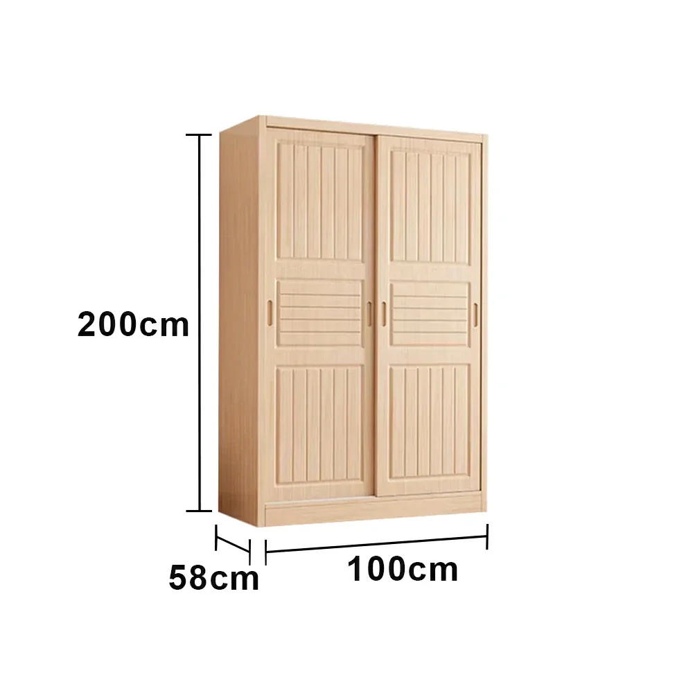LUXORA 80/100/120cm Sliding Door Wardrobe - Multi-Compartment Hanging Storage with Solid Pine Wood Frame, Heavy-Duty Rail & Space-Saving Design - Image 6