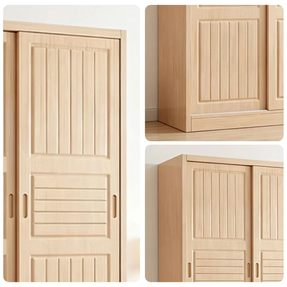 LUXORA 140/160/200cm Sliding Door Wardrobe - Multi-Compartment Hanging Storage with Solid Pine Wood Frame, Heavy-Duty Rail & Space-Saving Design - Image 3