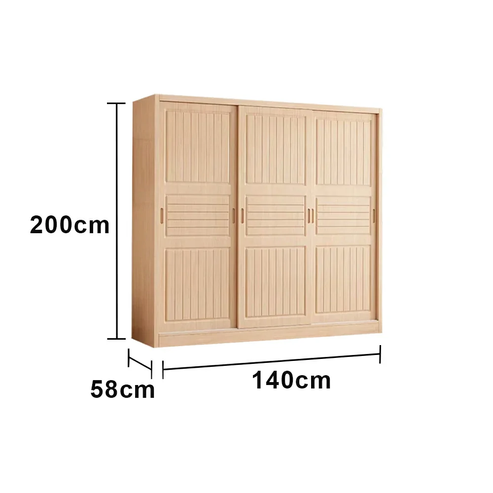 LUXORA 140/160/200cm Sliding Door Wardrobe - Multi-Compartment Hanging Storage with Solid Pine Wood Frame, Heavy-Duty Rail & Space-Saving Design - Image 5