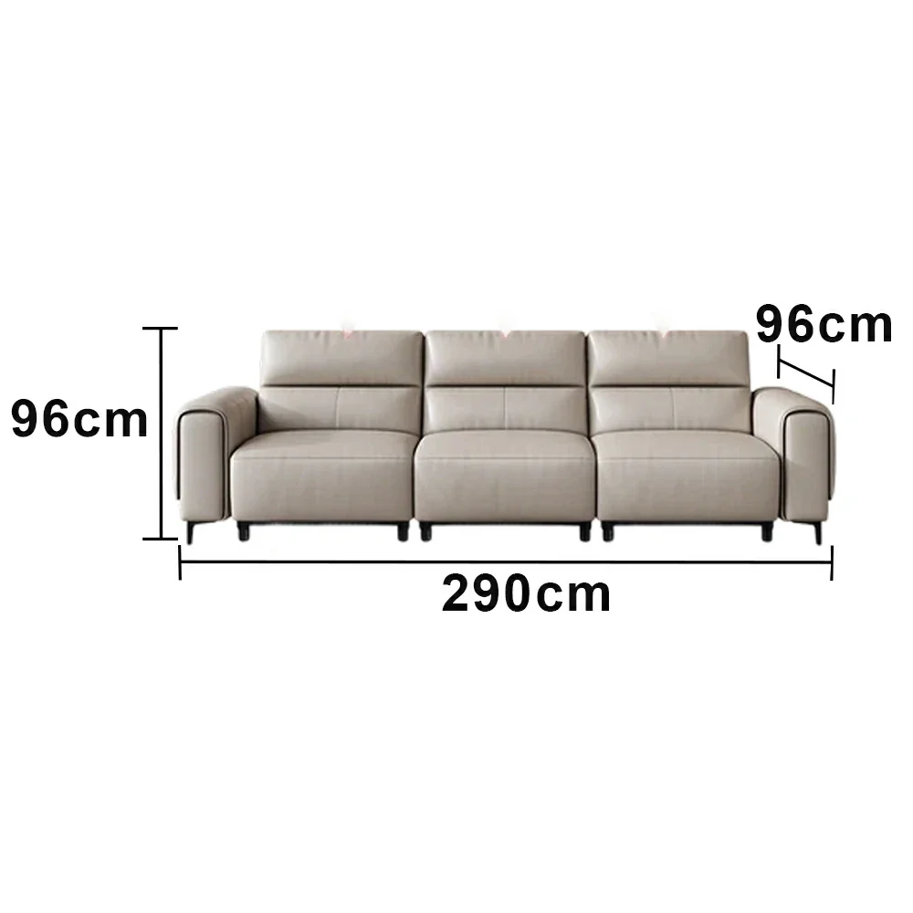 LUXORA 3-Seater Electric Recliner Sofa 230/290cm Wide-Angle Adjustment Top-Grain Leather Dual-Layer Comfort Cushion - Beige - Image 6
