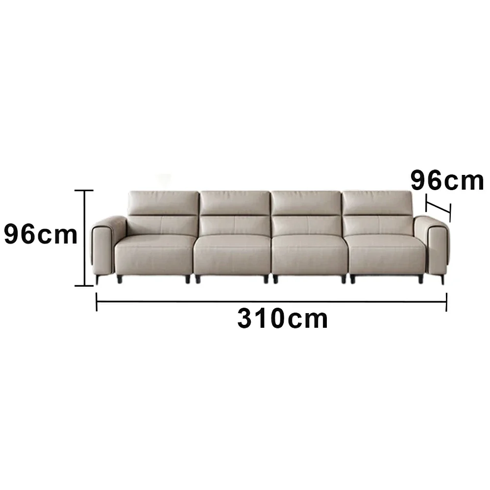 LUXORA 4-Seater Electric Recliner Sofa 310/370cm Wide-Angle Adjustment Top-Grain Leather Dual-Layer Comfort Cushion - Beige - Image 5