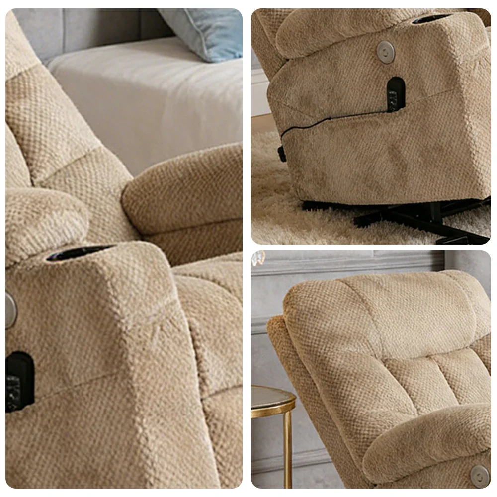 LUXORA Electric Assist Sofa, One-Touch Recline Function, Soft Breathable Upholstery, High-Density Foam, Ergonomic Comfort Design - Beige - Image 3