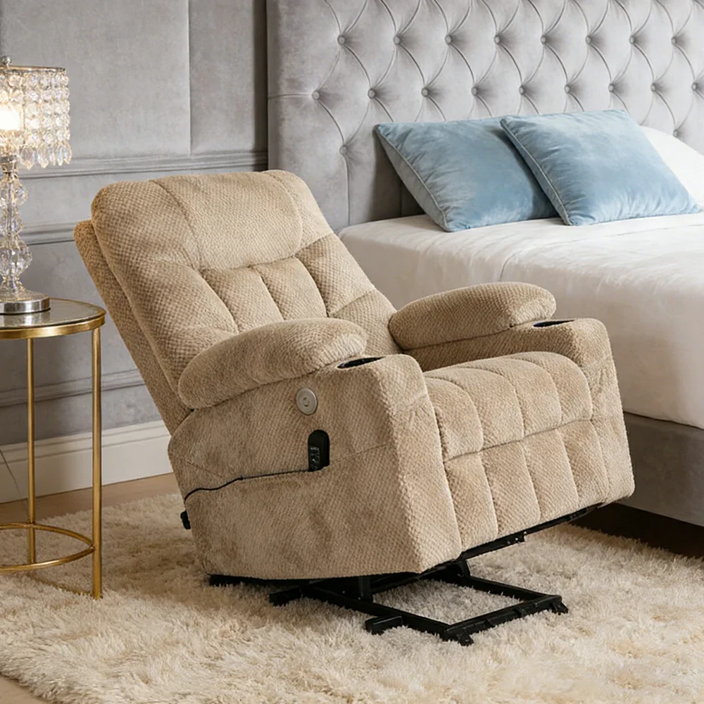 LUXORA Electric Assist Sofa, One-Touch Recline Function, Soft Breathable Upholstery, High-Density Foam, Ergonomic Comfort Design - Beige - Image 4