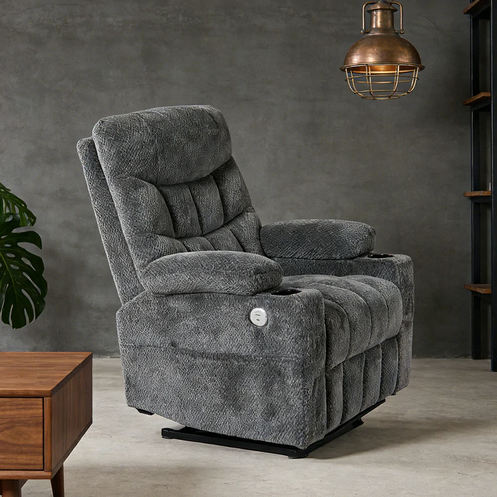LUXORA Electric Assist Sofa, One-Touch Recline Function, Soft Breathable Upholstery, High-Density Foam, Ergonomic Comfort Design - Grey - Image 2