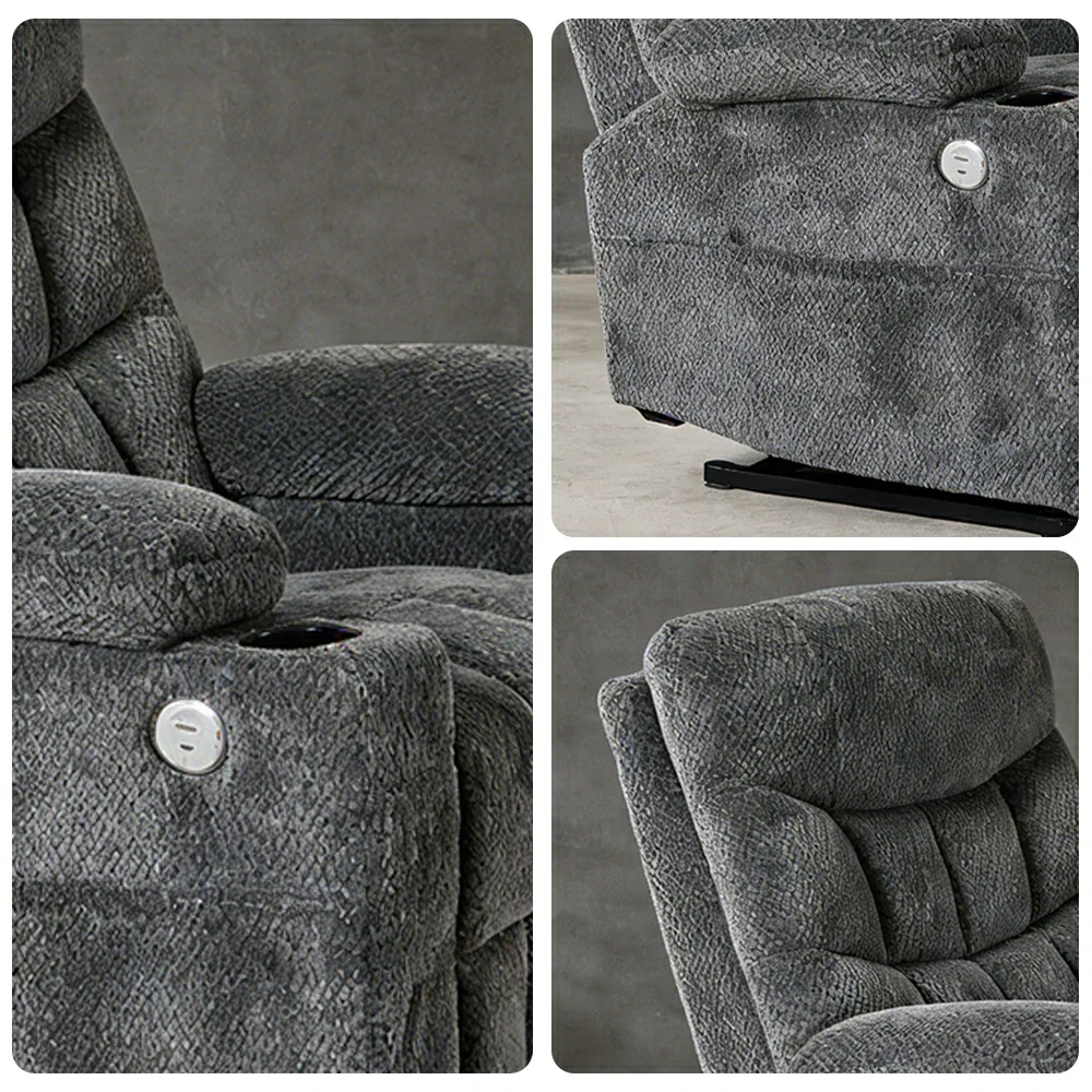 LUXORA Electric Assist Sofa, One-Touch Recline Function, Soft Breathable Upholstery, High-Density Foam, Ergonomic Comfort Design - Grey - Image 3
