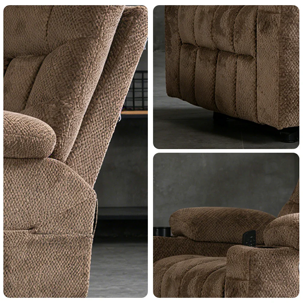 LUXORA Electric Assist Sofa, One-Touch Recline Function, Soft Breathable Upholstery, High-Density Foam, Ergonomic Comfort Design - Khaki - Image 3