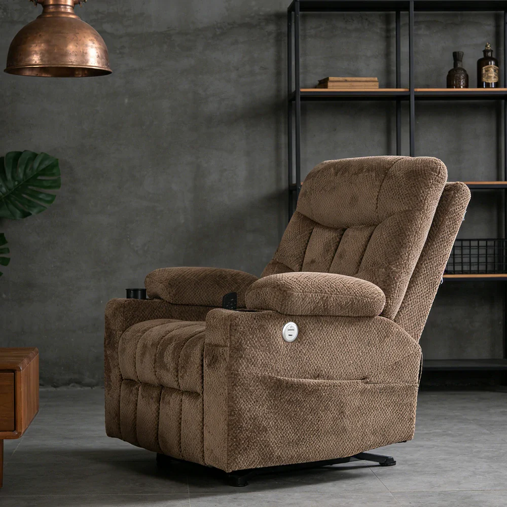 LUXORA Electric Assist Sofa, One-Touch Recline Function, Soft Breathable Upholstery, High-Density Foam, Ergonomic Comfort Design - Khaki - Image 4