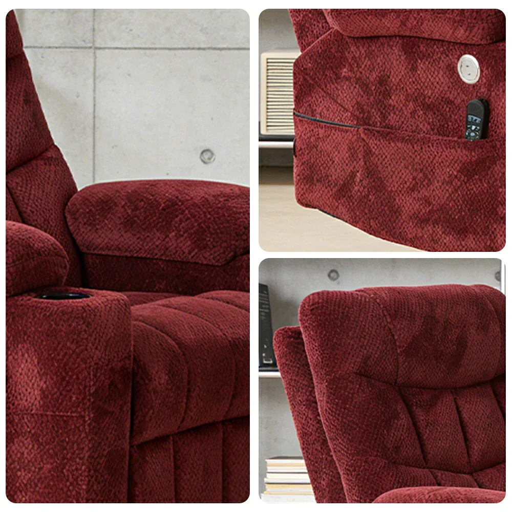 LUXORA Electric Assist Sofa, One-Touch Recline Function, Soft Breathable Upholstery, High-Density Foam, Ergonomic Comfort Design - Wine - Image 3
