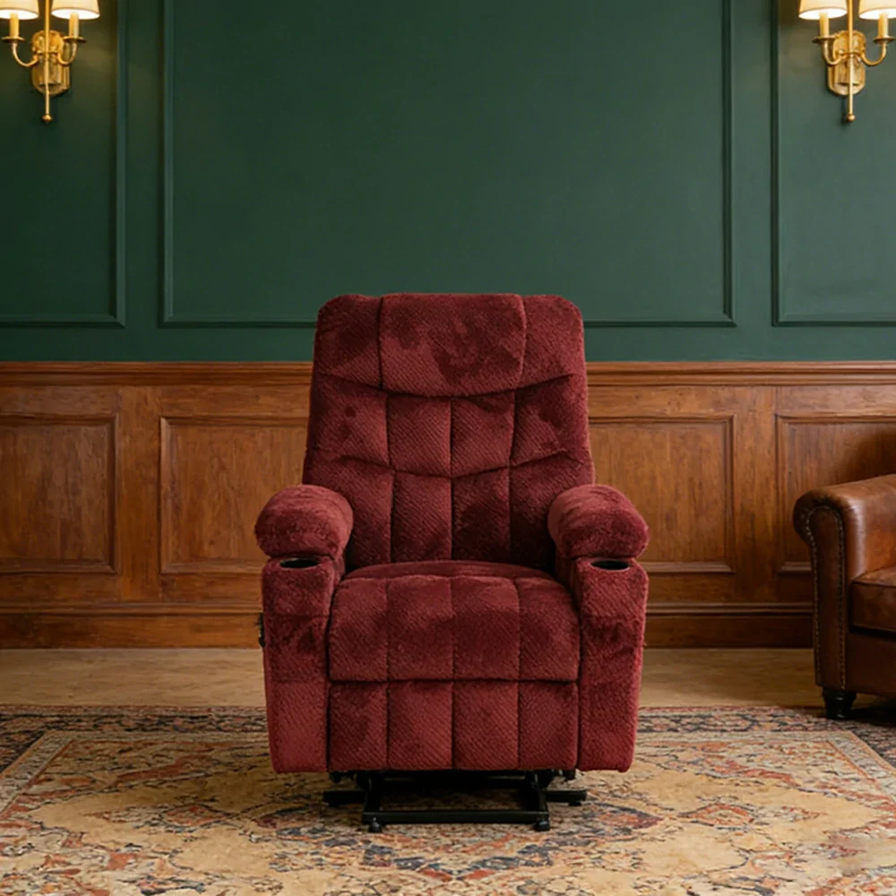 LUXORA Electric Assist Sofa, One-Touch Recline Function, Soft Breathable Upholstery, High-Density Foam, Ergonomic Comfort Design - Wine - Image 4