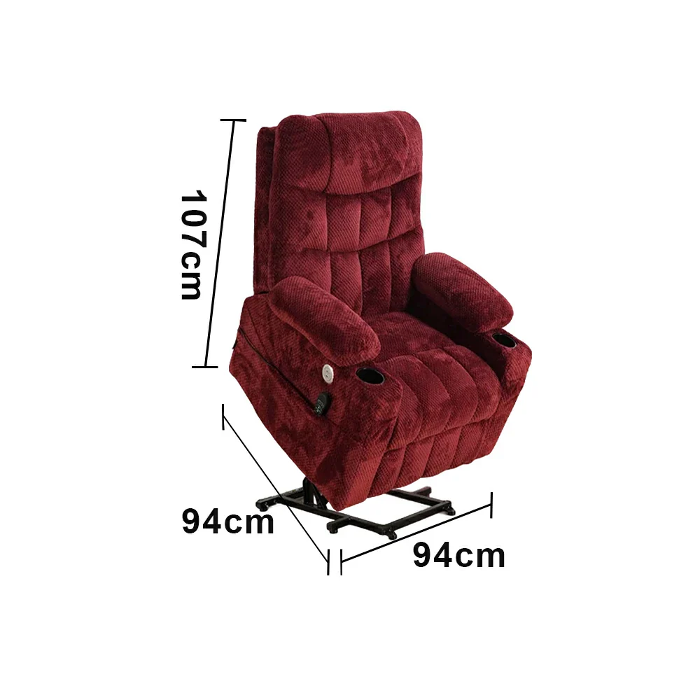 LUXORA Electric Assist Sofa, One-Touch Recline Function, Soft Breathable Upholstery, High-Density Foam, Ergonomic Comfort Design - Wine - Image 5