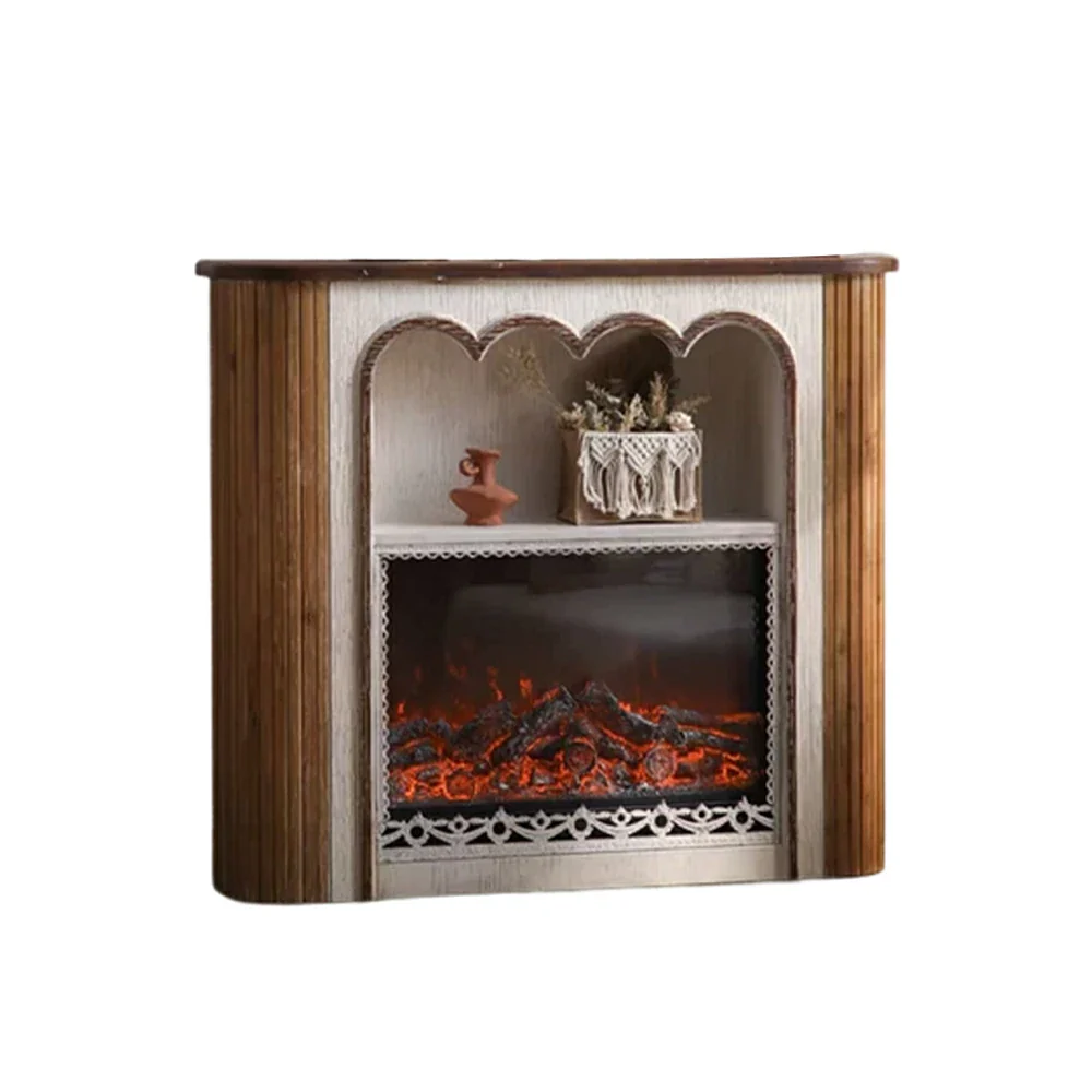 LUXORA Electric Fireplace Mantel Heater Vintage Carved Fireplace Surround Spruce Wood Iron Frame 750W-1500W Heater