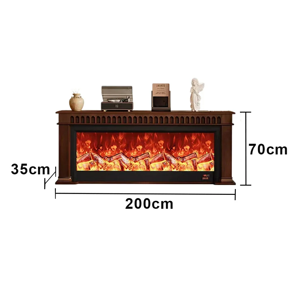 LUXORA 150/180/200cm Electric Fireplace TV Stand Console Solid Wood Frame LED Resin Flame Decorative Mantel Cabinet - Image 7