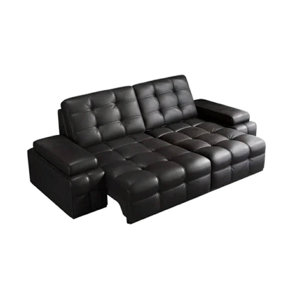 LUXORA 2.05/2.65m Double Electric Recliner Sofa Zero-Wall Design Multi-Mode Adjustable Backrest Ergonomic Comfort Top-Grain Leather - Black