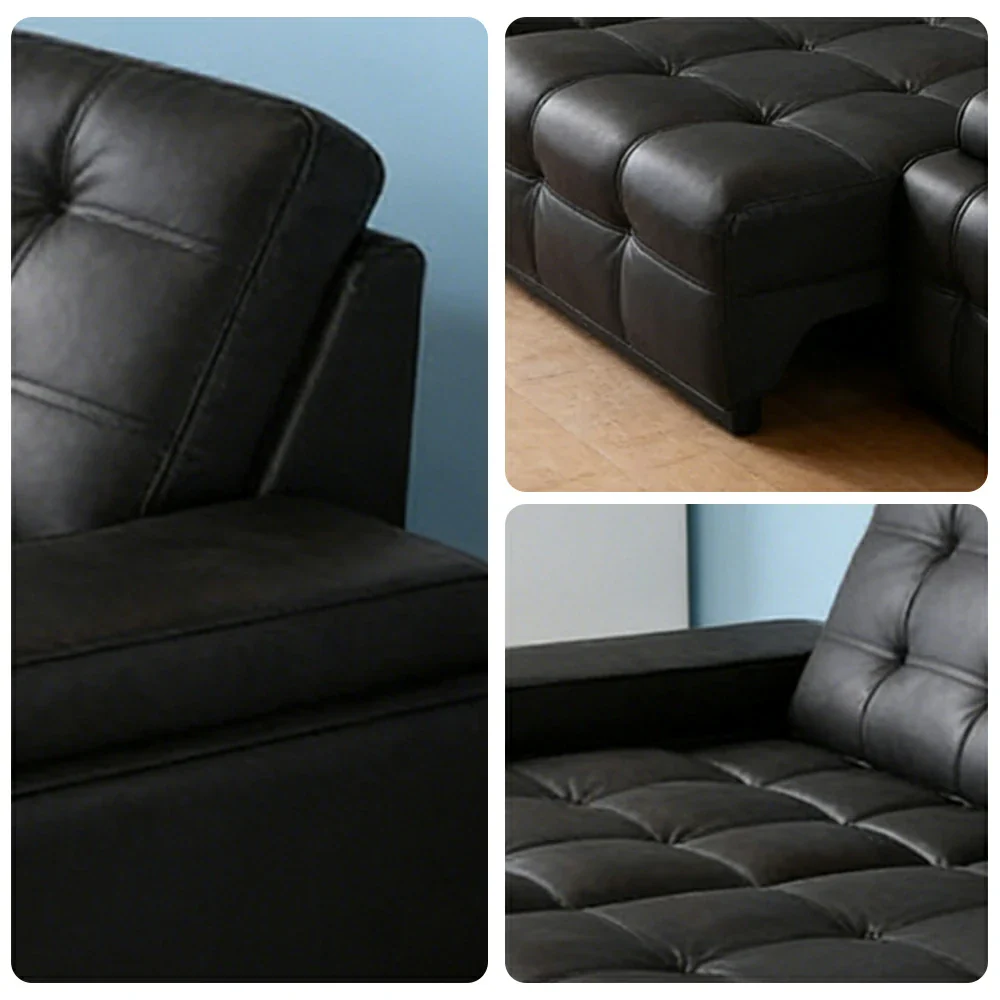 LUXORA 2.05/2.65m Double Electric Recliner Sofa Zero-Wall Design Multi-Mode Adjustable Backrest Ergonomic Comfort Top-Grain Leather - Black - Image 3