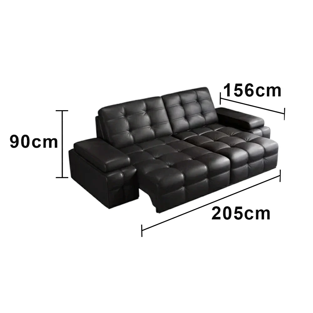 LUXORA 2.05/2.65m Double Electric Recliner Sofa Zero-Wall Design Multi-Mode Adjustable Backrest Ergonomic Comfort Top-Grain Leather - Black - Image 5