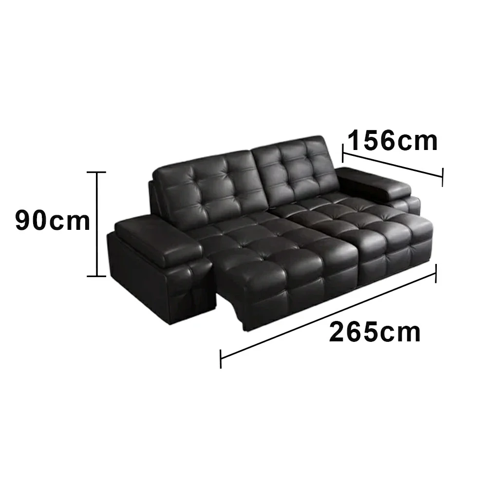 LUXORA 2.05/2.65m Double Electric Recliner Sofa Zero-Wall Design Multi-Mode Adjustable Backrest Ergonomic Comfort Top-Grain Leather - Black - Image 6