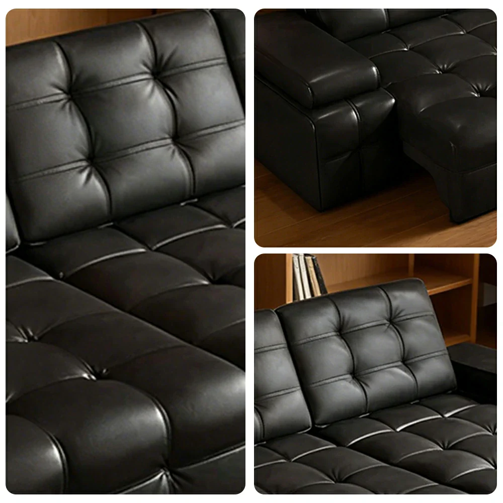 LUXORA 2.7/3.6m Triple Electric Recliner Sofa Zero-Wall Design Multi-Mode Adjustable Backrest Ergonomic Comfort Top-Grain Leather - Black - Image 4