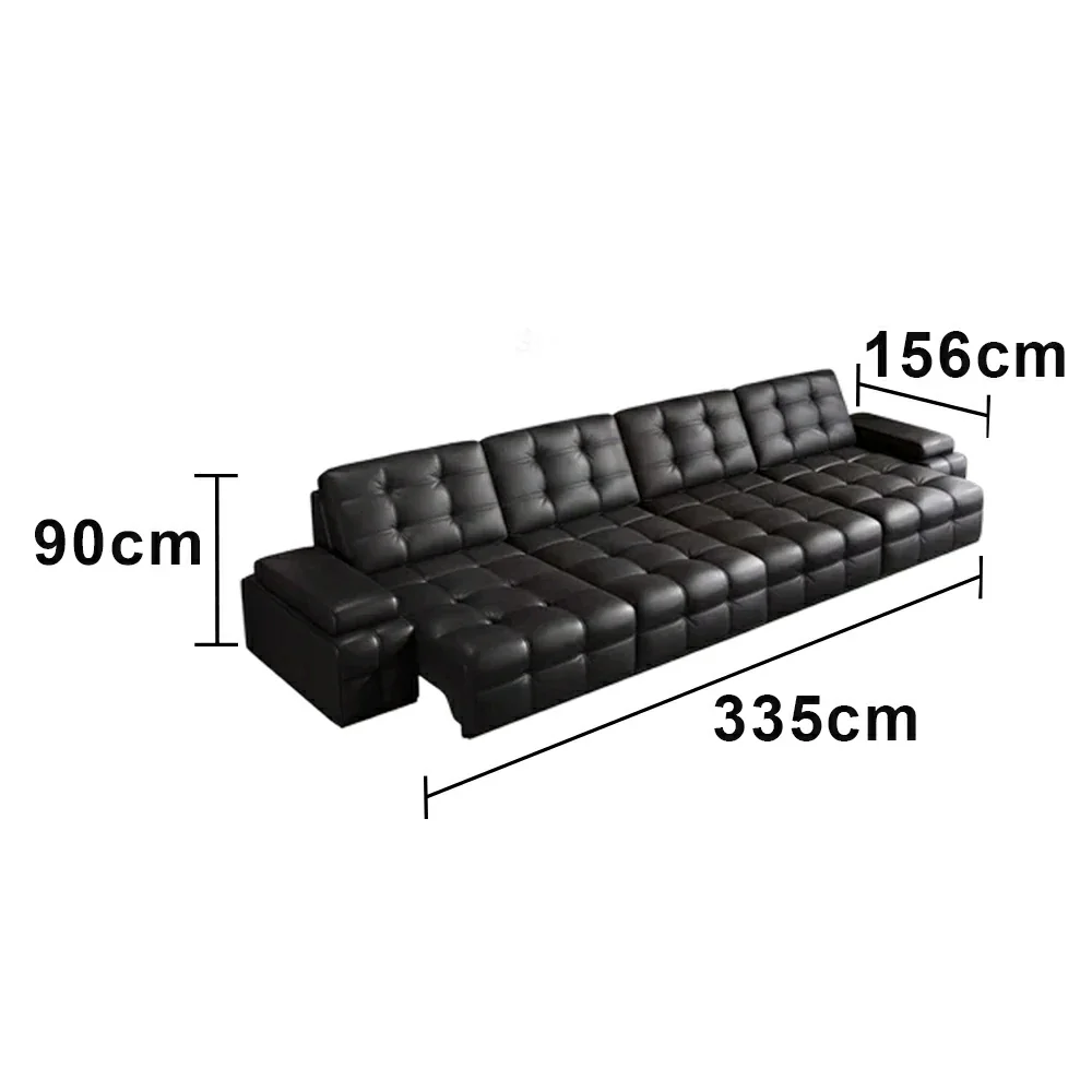 LUXORA 3.35/4.55m Quad Electric Recliner Sofa Zero-Wall Design Multi-Mode Adjustable Backrest Ergonomic Comfort Top-Grain Leather - Black - Image 5