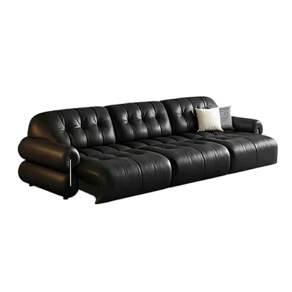 LUXORA 255/345cm 3-Seater Triple Electric Recliner Sofa Zero-Wall Design Multi-Mode Adjustable Backrest Ergonomic Comfort Top-Grain Leather - Black