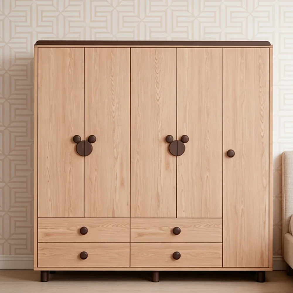 LUXORA 200cm Solid Wood Wardrobe - Dual Storage Design with Reinforced Hanging Rail, Top Cabinet & Child-Friendly Details - Image 4