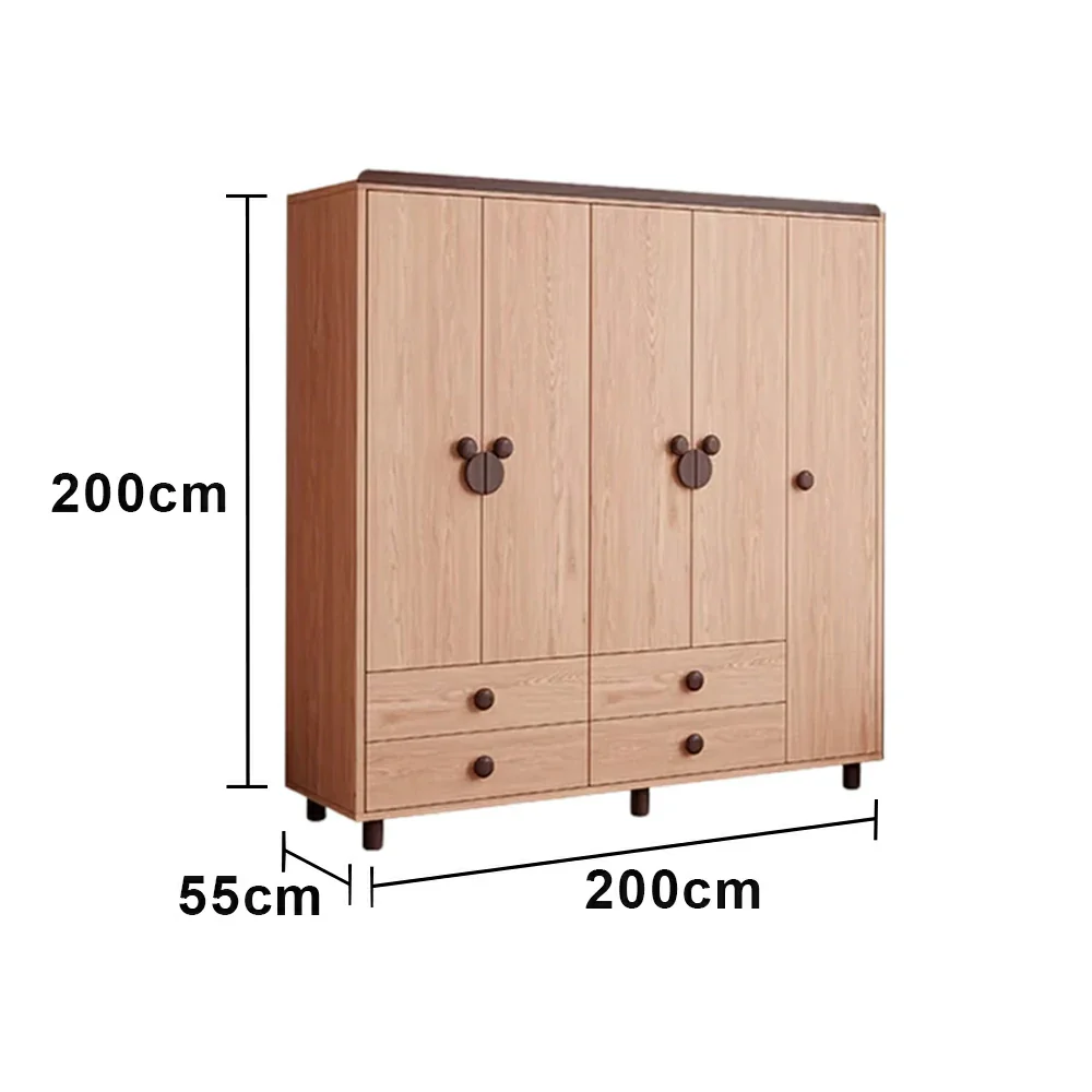 LUXORA 200cm Solid Wood Wardrobe - Dual Storage Design with Reinforced Hanging Rail, Top Cabinet & Child-Friendly Details - Image 5
