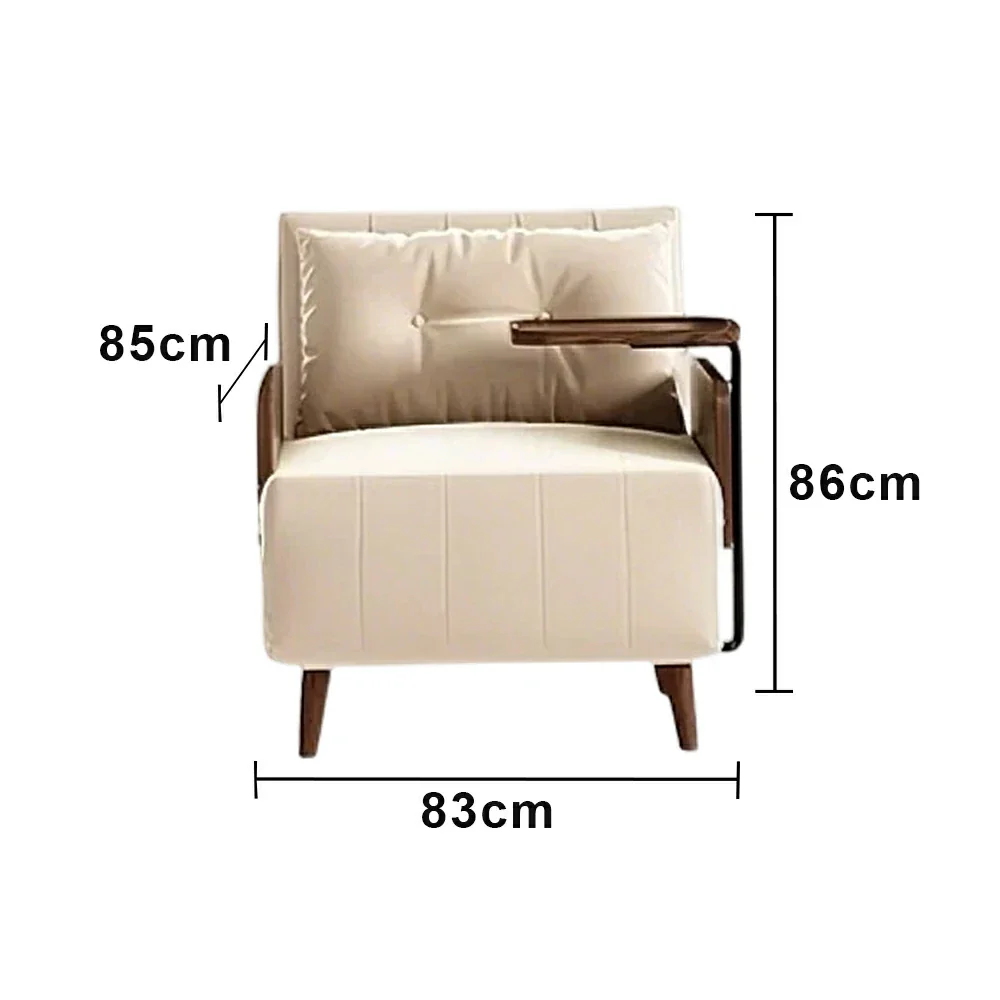 LUXORA Modern Cat-Scratch Fabric Armchair, Solid Walnut Wood Frame, Compact Single Sofa for Small Spaces - White - Image 5
