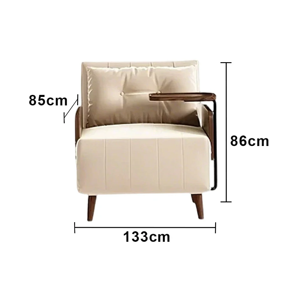 LUXORA Modern Cat-Scratch Fabric Armchair, Solid Walnut Wood Frame, Compact Single Sofa for Small Spaces - White - Image 6