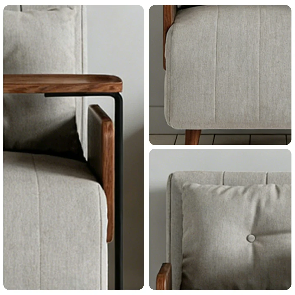 LUXORA Modern Cat-Scratch Fabric Armchair, Solid Walnut Wood Frame, Compact Single Sofa for Small Spaces - Grey - Image 3