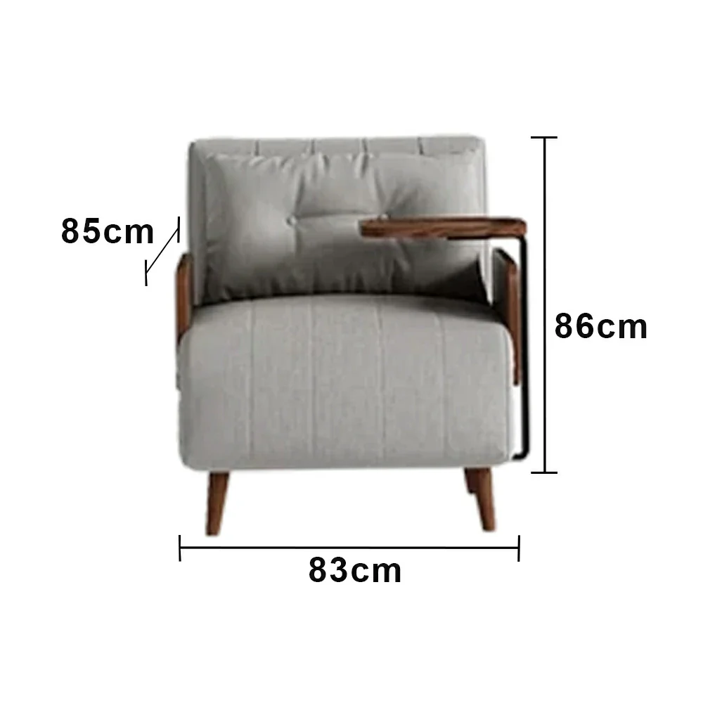 LUXORA Modern Cat-Scratch Fabric Armchair, Solid Walnut Wood Frame, Compact Single Sofa for Small Spaces - Grey - Image 5