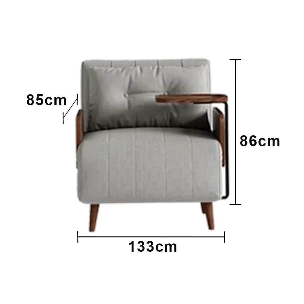 LUXORA Modern Cat-Scratch Fabric Armchair, Solid Walnut Wood Frame, Compact Single Sofa for Small Spaces - Grey - Image 6