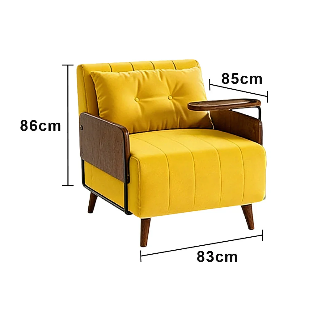 LUXORA Modern Cat-Scratch Fabric Armchair, Solid Walnut Wood Frame, Compact Single Sofa for Small Spaces - Yellow - Image 5
