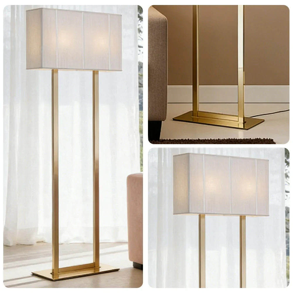 LUXORA Floor Lamp Soft Ambient Lighting White Shade Gold Base Metal Frame Hand-Crafted Wire Design - Image 3