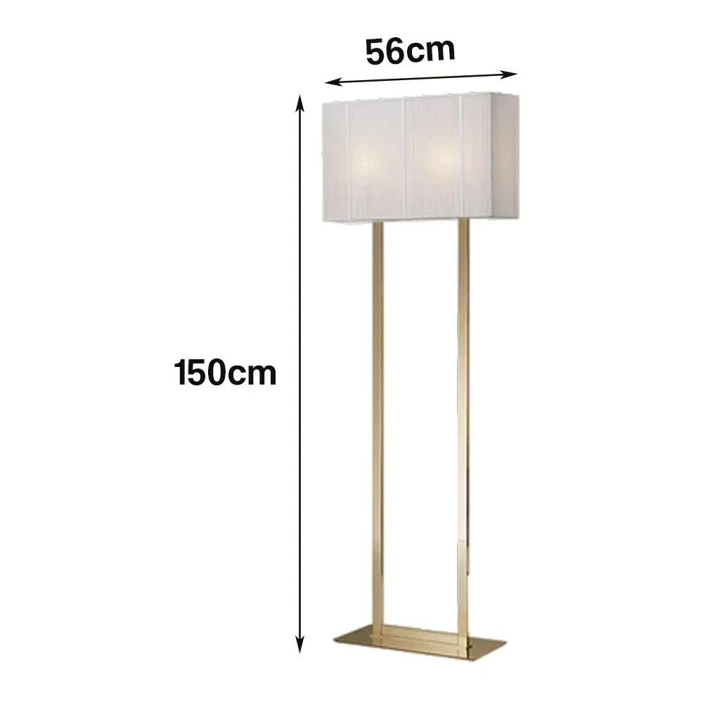 LUXORA Floor Lamp Soft Ambient Lighting White Shade Gold Base Metal Frame Hand-Crafted Wire Design - Image 5