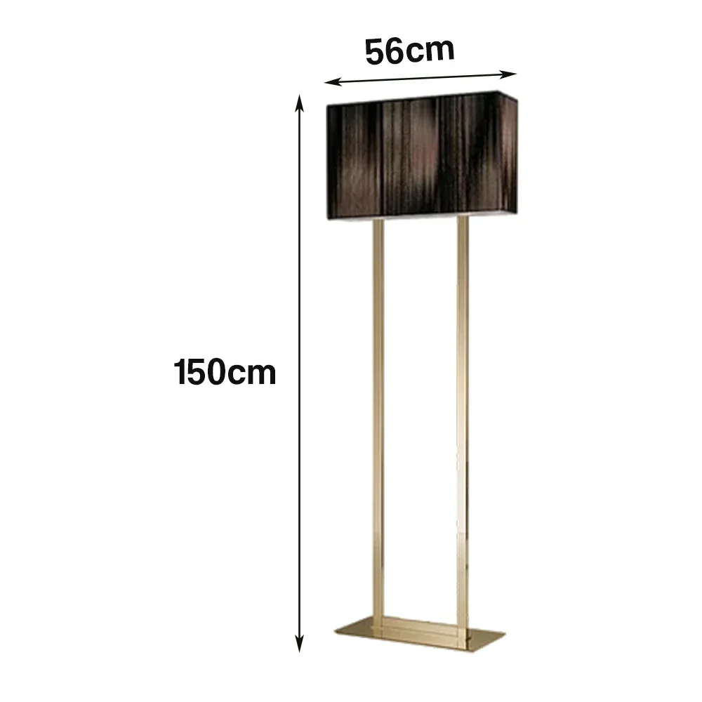 LUXORA Floor Lamp Soft Ambient Lighting Grey Shade Gold Base Metal Frame Hand-Crafted Wire Design - Image 5