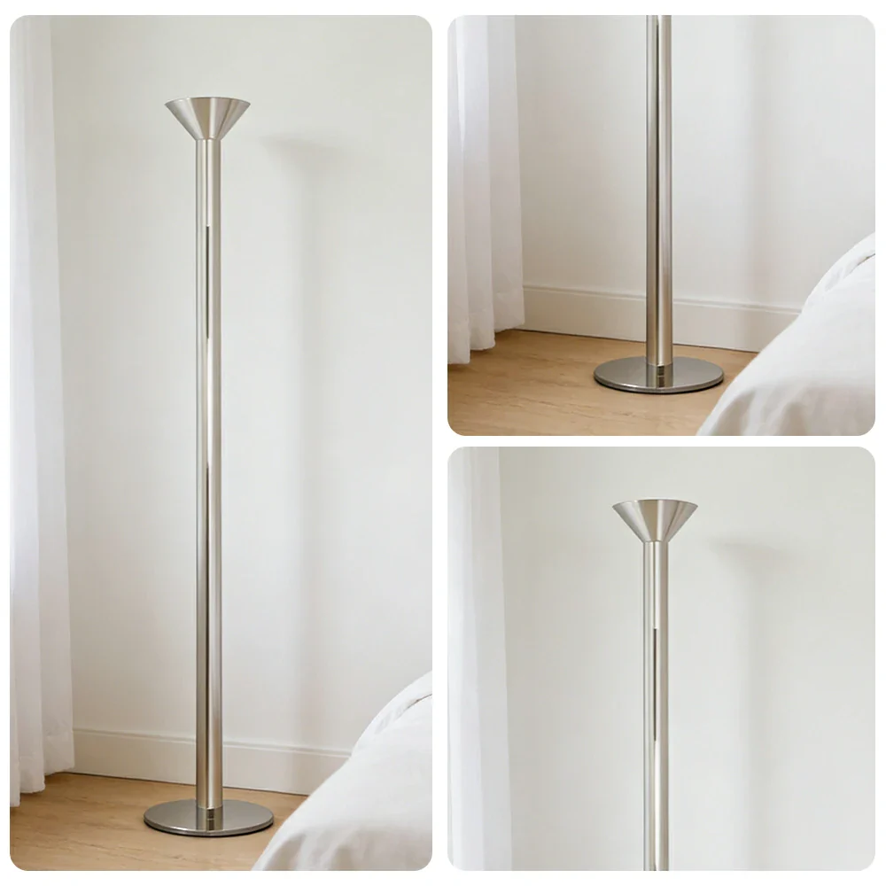 LUXORA Floor Lamp Soft Ambient Lighting Fabric Shade Metal Frame Stable Base Multi-Scene Use - Silver - Image 3