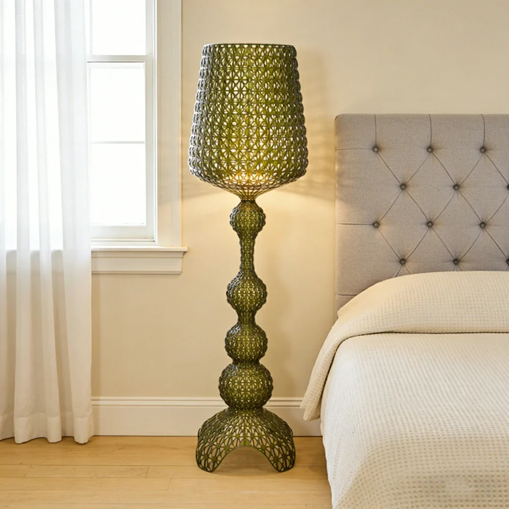 LUXORA Floor Lamp Elegant Ambient Lighting Fabric Shade Sturdy Metal Frame Adjustable Light Direction - Green - Image 4