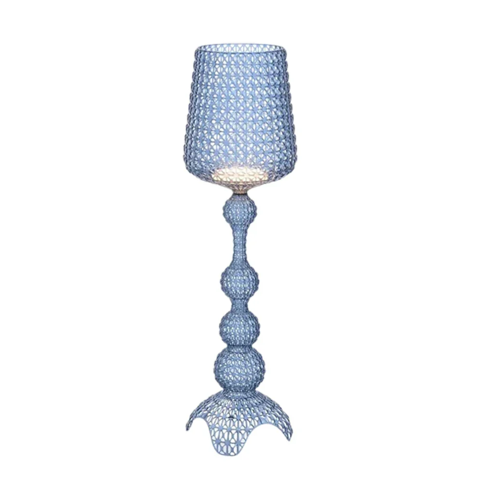 LUXORA Floor Lamp Elegant Ambient Lighting Fabric Shade Sturdy Metal Frame Adjustable Light Direction - Blue