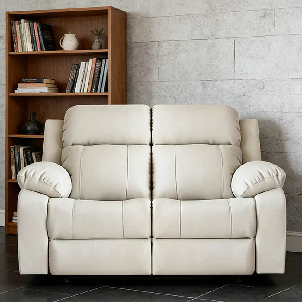 LUXORA 160/180cm 2-Seater Electric Recliner Sofa Wide-Angle Adjustment Premium Imported Leather 7D Fibre Comfort Support - Beige - Image 2