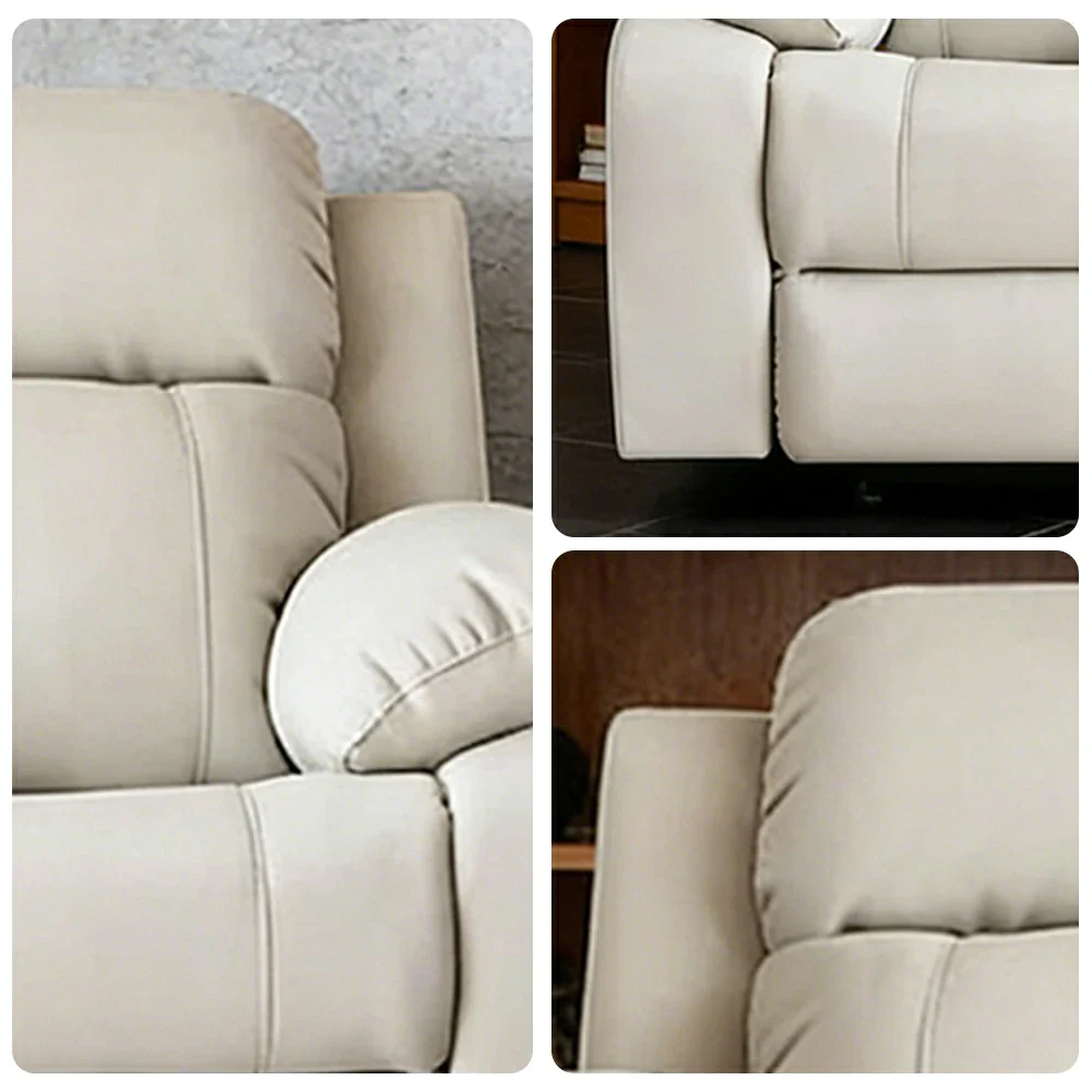 LUXORA 160/180cm 2-Seater Electric Recliner Sofa Wide-Angle Adjustment Premium Imported Leather 7D Fibre Comfort Support - Beige - Image 4