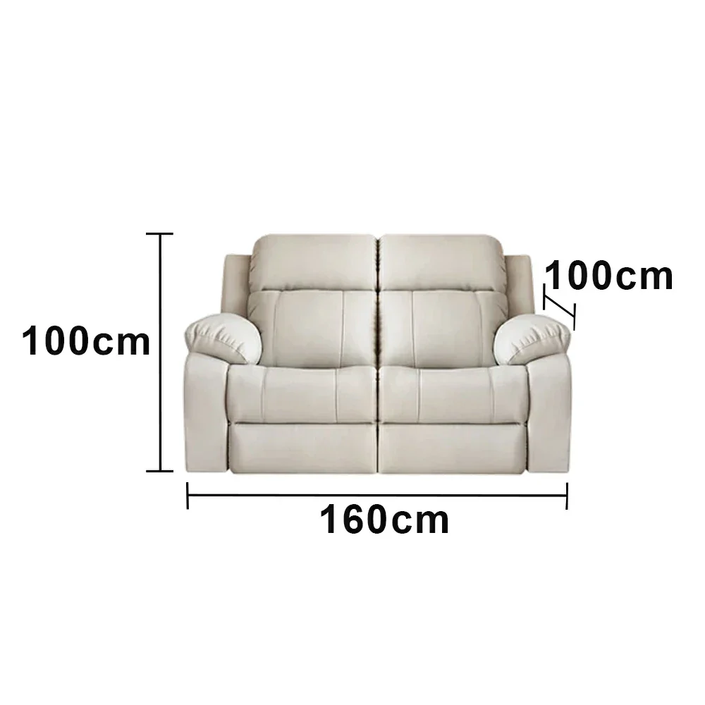 LUXORA 160/180cm 2-Seater Electric Recliner Sofa Wide-Angle Adjustment Premium Imported Leather 7D Fibre Comfort Support - Beige - Image 5